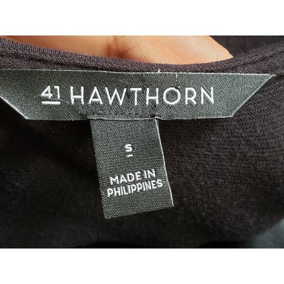 41 Hawthorn Knee Length Dress Womens Small Black Solid Asymmetrical Round Neck - Picture 4 of 11